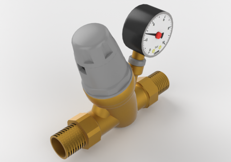 Preset pressure reducer with pressure gauge DN 20 (3/4") -...