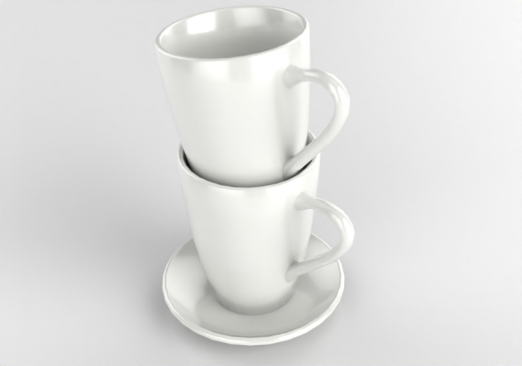 Louças e talheres 3D - Conjunto de 2 xícaras de leite -...