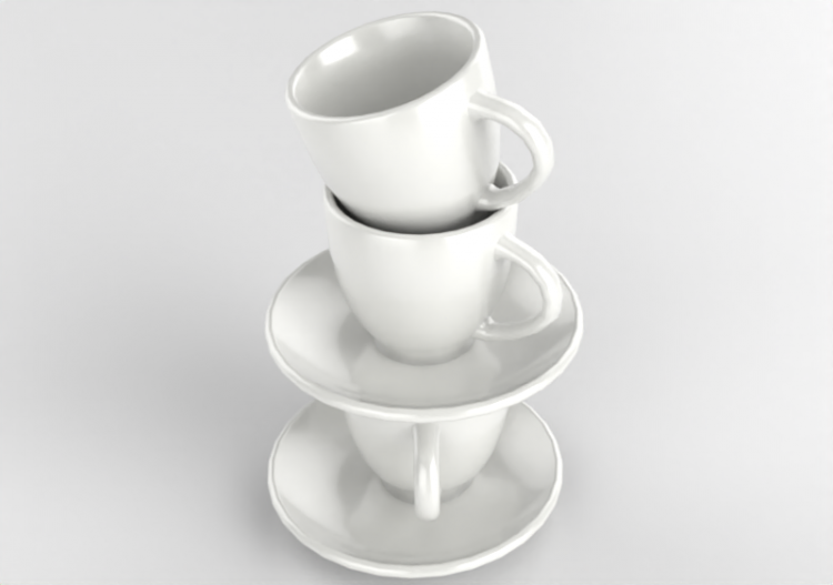 Louças e talheres 3D - Conjunto de 3 xícaras de café - ACCA...