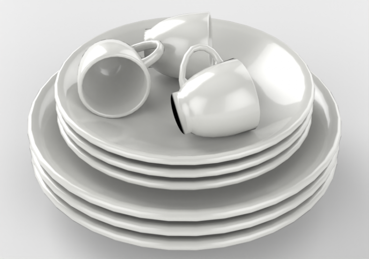 BIM Objects Free Download! Crockery and cutlery 3D Cup and plates