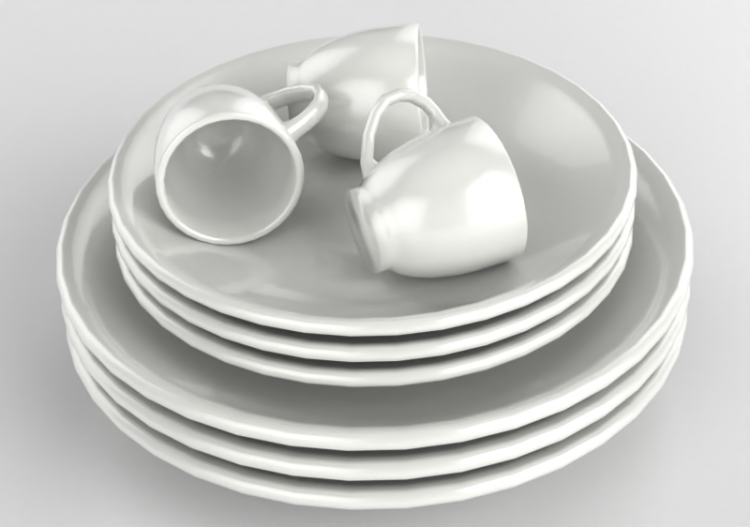 Stoviglie e posate 3D - Set piatti e tazze - ACCA software
