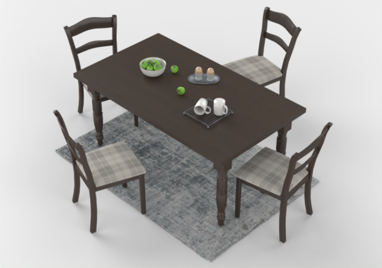 3D Tisch - Küchentisch mit Stühlen und Frühstück - ACCA...