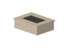 Chaminés e Cumeeiras 3D - Braseiro em pedra - Techo-Bloc - Travertina