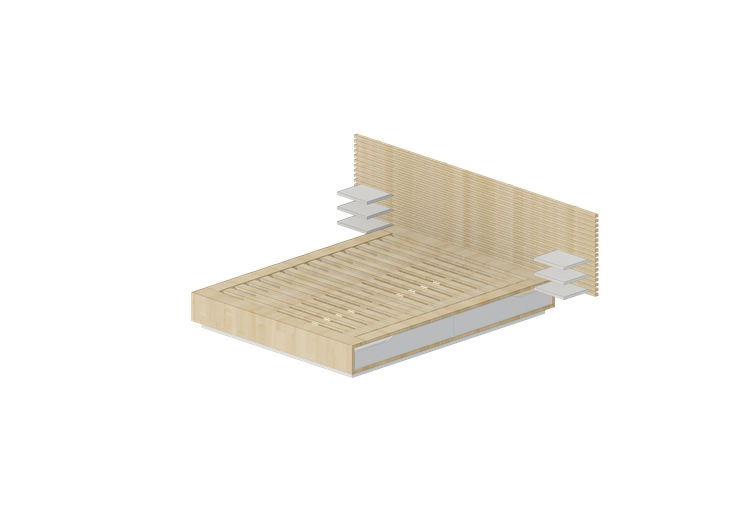 Camas 3D - Estrutura da cama com cabeceira de madeira -... Camas 3D - Estrutura da cama com cabeceira de madeira -...