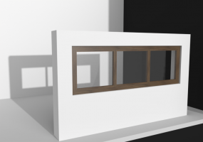 3D Tür/Fenster - finestra anta vasistas+due fisse