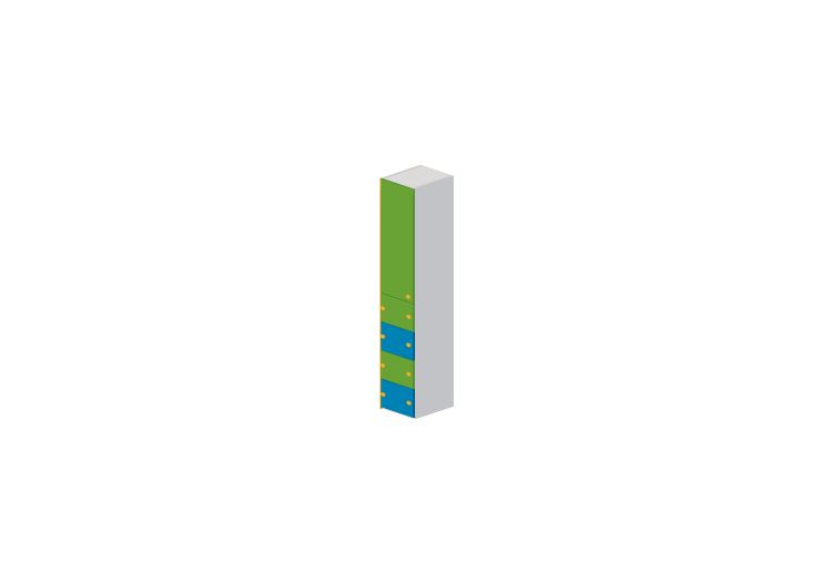 Wardrobes and Cabinets 3D - Single door Wardrobe with 4... Wardrobes and Cabinets 3D - Single door Wardrobe with 4...