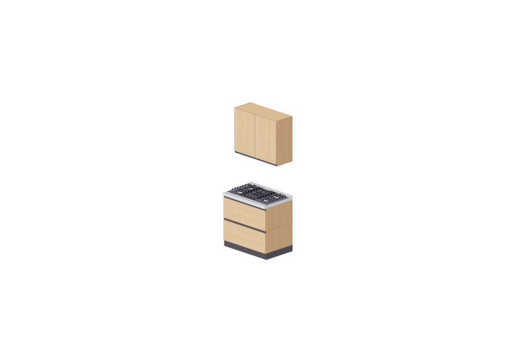 Cocinas 3D - Cocina lineal 90x216cm - ACCA software Cocinas 3D - Cocina lineal 90x216cm - ACCA software
