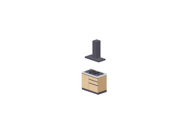 Cucine 3D - Blocco cottura lineare 105x240cm - ACCA... Cucine 3D - Blocco cottura lineare 105x240cm - ACCA...