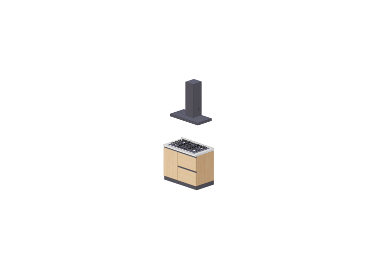 Cuisine 3D - Bloc cuisson linéaire 105x240cm - ACCA... Cuisine 3D - Bloc cuisson linéaire 105x240cm - ACCA...