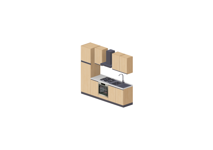 Cucine 3D - Cucina lineare 255x216cm - ACCA software Cucine 3D - Cucina lineare 255x216cm - ACCA software