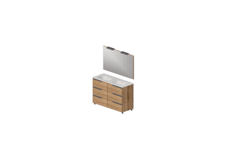 Mobili 3D - Lavabo doppio con mobile e specchio - ACCA... Mobili 3D - Lavabo doppio con mobile e specchio - ACCA...