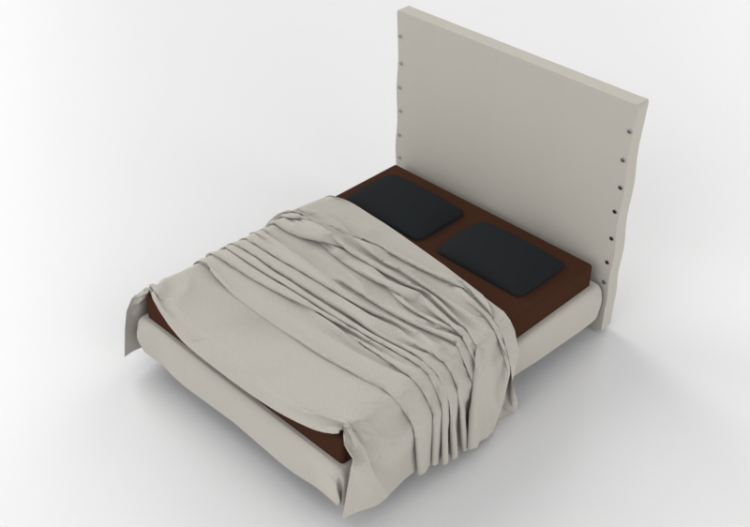 3D Betten und Nachttische - Doppelbett - Horm - White High...