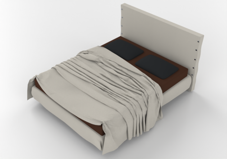 3D Betten und Nachttische - Doppelbett - Horm - White -...
