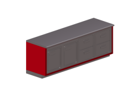 3D Bartheken - Bartheke linear mit Kühlschrank 250x90cm