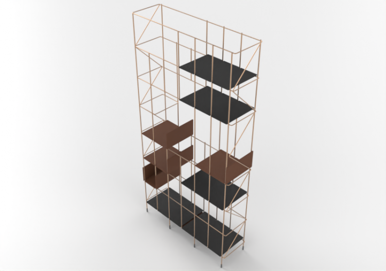3D Book shelf - Modular metal bookcase - Horm - Network -...