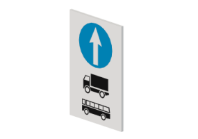 3D Verkehrszeichen - Pflichtrichtung f&uuml;r Lkw und Busse
