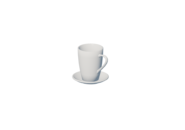 Vaisselle et couverts 3D - Tasse à lait avec soucoupe -... Vaisselle et couverts 3D - Tasse à lait avec soucoupe -...