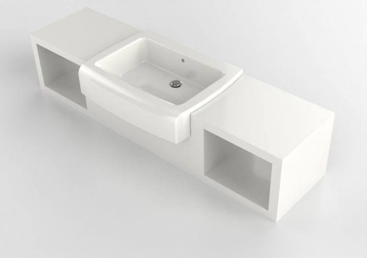 3D Waschbecken - Waschbecken mit Waschtisch - Flaminia -...