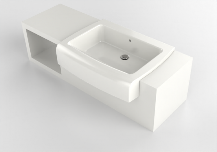 3D Sinks - Washbasin with support - Flaminia - UNA75V1-SX -...