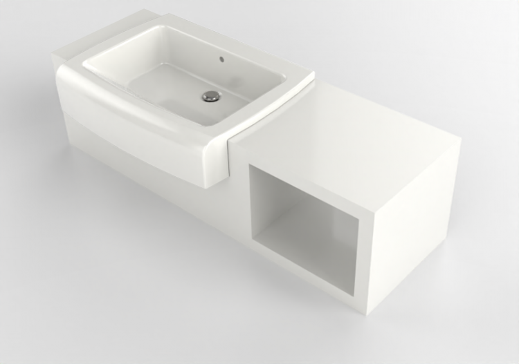 3D Sinks - Washbasin with support - Flaminia - UNA75V1-DX -...