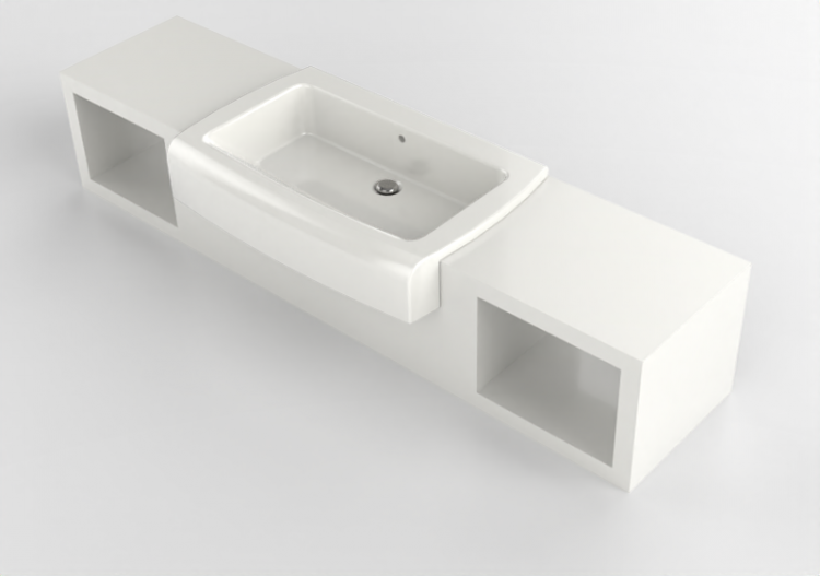 3D Waschbecken - Waschbecken mit Waschtisch - Flaminia -...