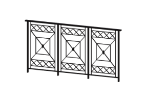 Guarda-corpo 3D - Balaustrada [MV] - Painel e bordas em cruz obl&iacute;qua