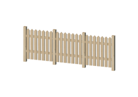 Cl&ocirc;tures 3D - Barreaux en bois avec poteaux pointus