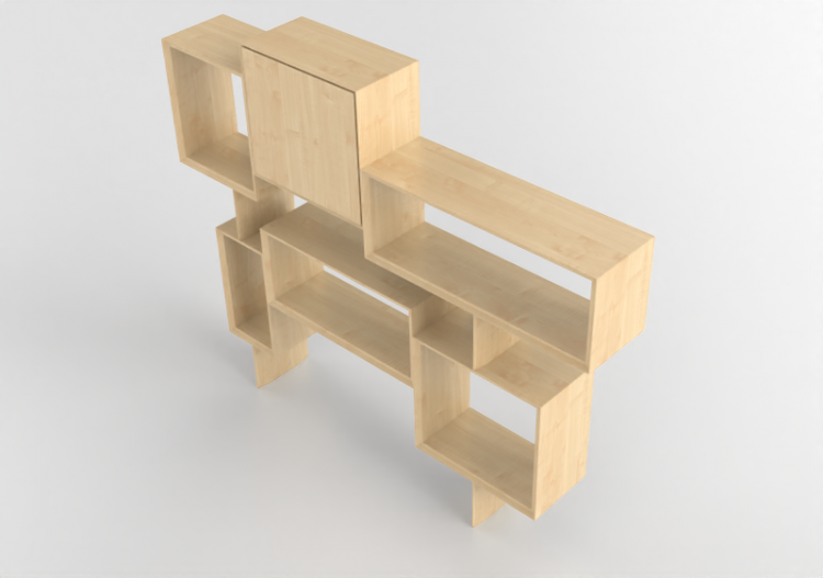 3D Bücherregal und Behälter - Bücherregal aus Holz - Artzzi...