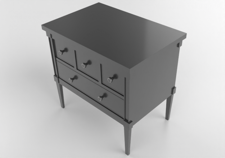 Camas 3D - Mesa de cabeceira de madeira envernizada -...