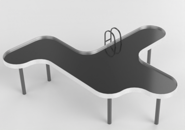 3D Tisch - Couchtisch aus Metall - Artzzi - Swimmingpool -...