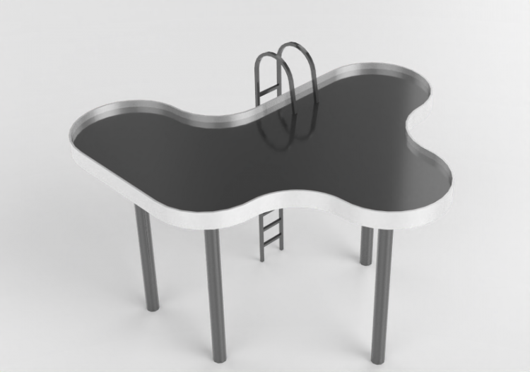 3D Tisch - Couchtisch aus Metall - Artzzi - Swimmingpool -...