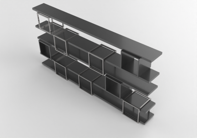 3D Bookshelves and Containers - Lacquered Wood shelf system...