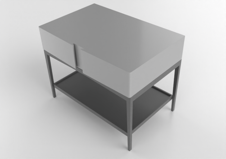 Camas 3D - Mesa de cabeceira de madeira envernizada -...