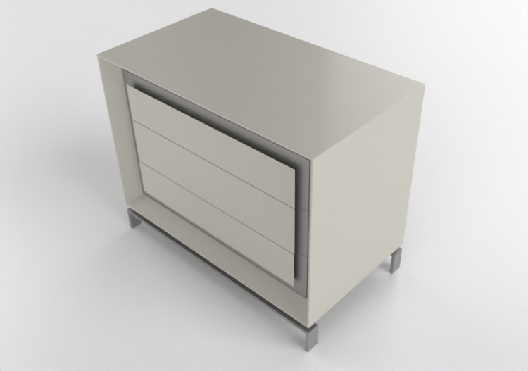 3D Betten und Nachttische - Nachttisch aus lackiertem Holz...