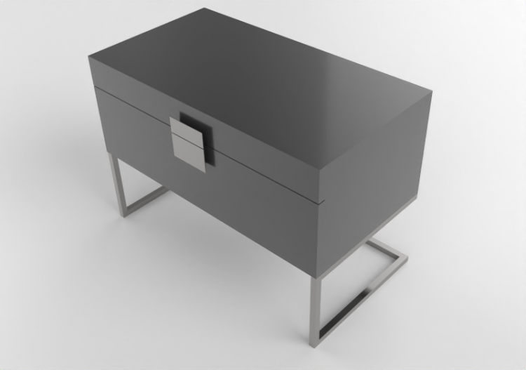 Camas 3D - Mesa de cabeceira de madeira envernizada -...