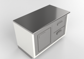 3D Counter Desks - Bancone lineare con frigo 135x90cm
