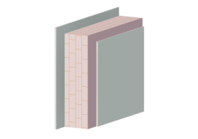 Plastered solid brick masonry