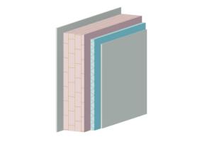 Insulated solid brick masonry