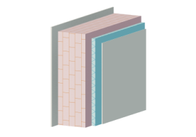 Insulated solid brick masonry