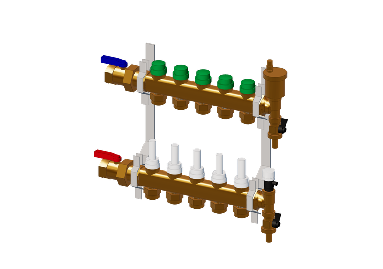 DYNAMICAL®, Vormontierter Verteiler DN25-DN20 5 Abzweige -... DYNAMICAL®, Vormontierter Verteiler DN25-DN20 5 Abzweige -...