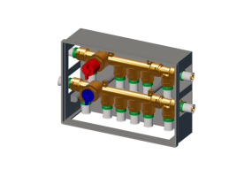 Collettori di distribuzione idrosanitaria preassemblati in cassetta con intercettazioni generali ispezionabili