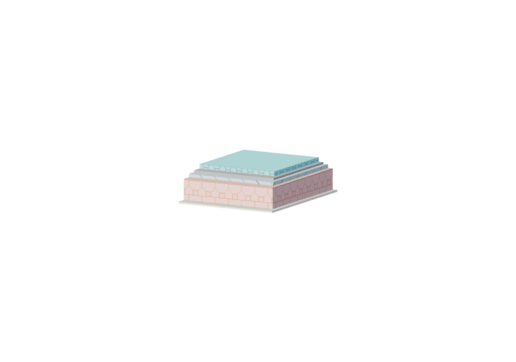 Pitched roof top composed of insulated hollow-core slabs -... Pitched roof top composed of insulated hollow-core slabs -...