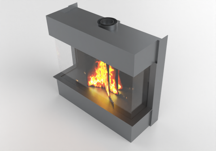 Chimneys and chimney pots 3D - Gas Fireplace - Barbas...
