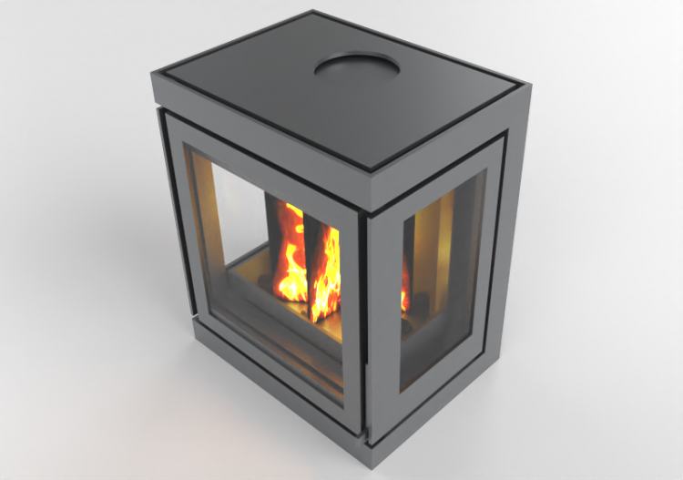 Chimneys and chimney pots 3D - Wood burning fireplace -...