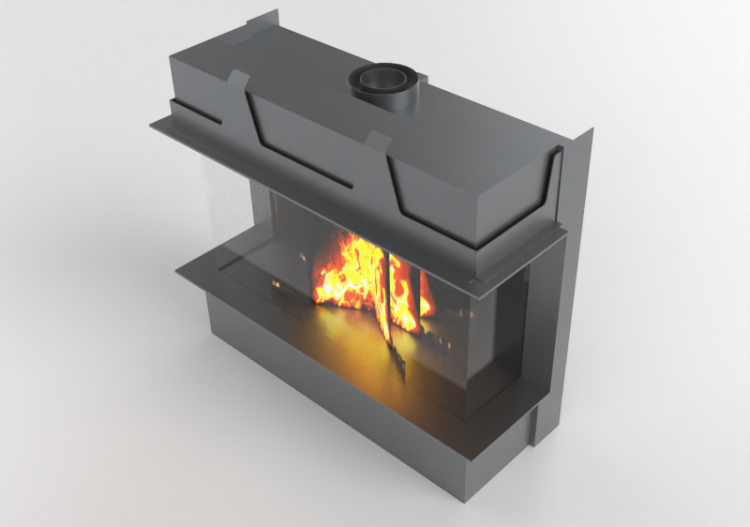 Chimneys and chimney pots 3D - Gas Fireplace - Barbas...