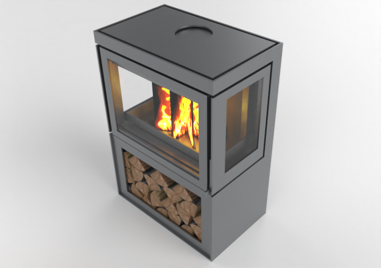 Chimneys and chimney pots 3D - Wood burning fireplace -...