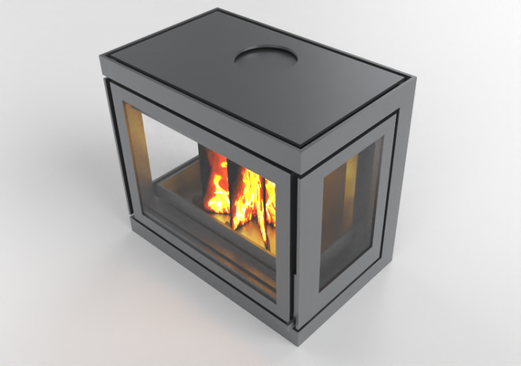 Chimneys and chimney pots 3D - Wood burning fireplace -...