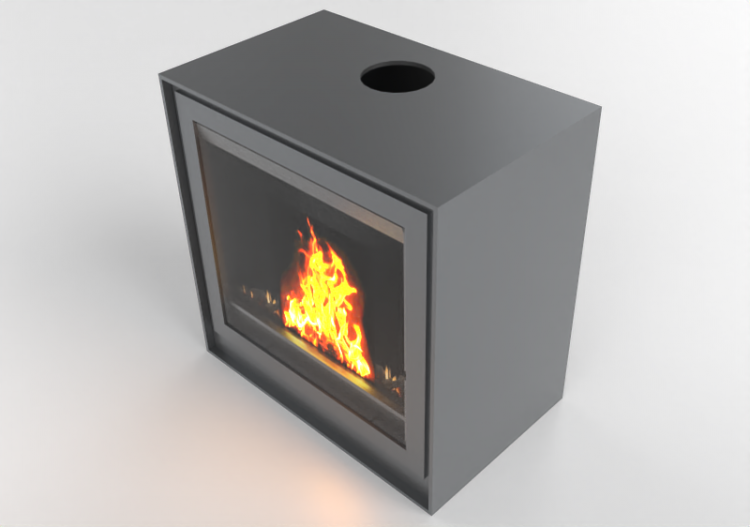 Chimneys and chimney pots 3D - Wood burning fireplace -...