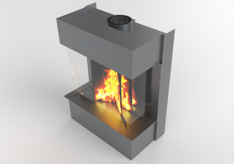 Chimneys and chimney pots 3D - Gas Fireplace - Barbas...
