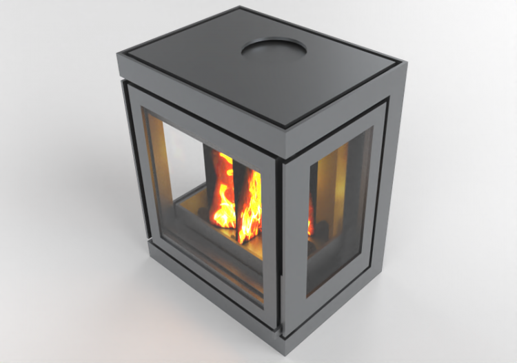 Chimneys and chimney pots 3D - Wood burning fireplace -...